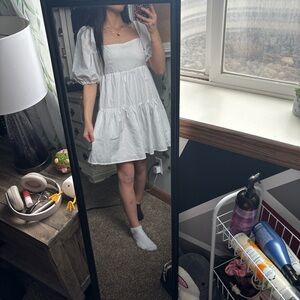 White Puff Sleeve Dress
